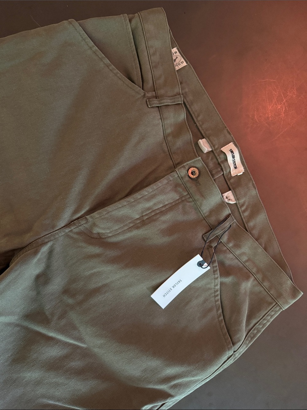 Taylor Stitch Olive Green Canvas Chinos - Picture 3 of 6